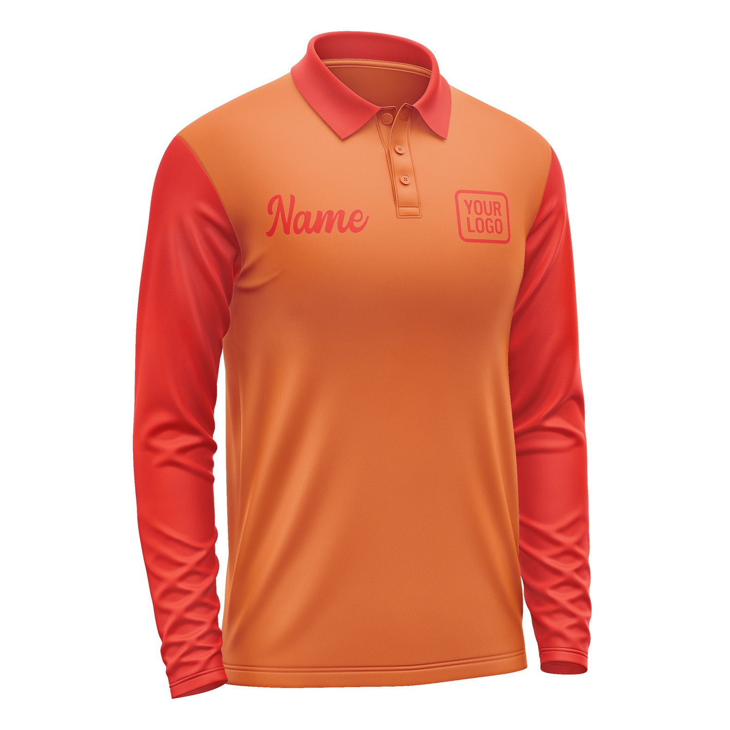 Custom Orange Orange Red Long Sleeve Polo Shirt Pl281212B112