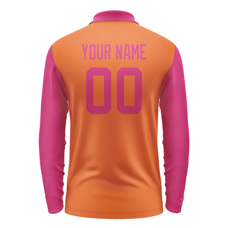 Custom Orange Pink Long Sleeve Polo Shirt Pl281313B113