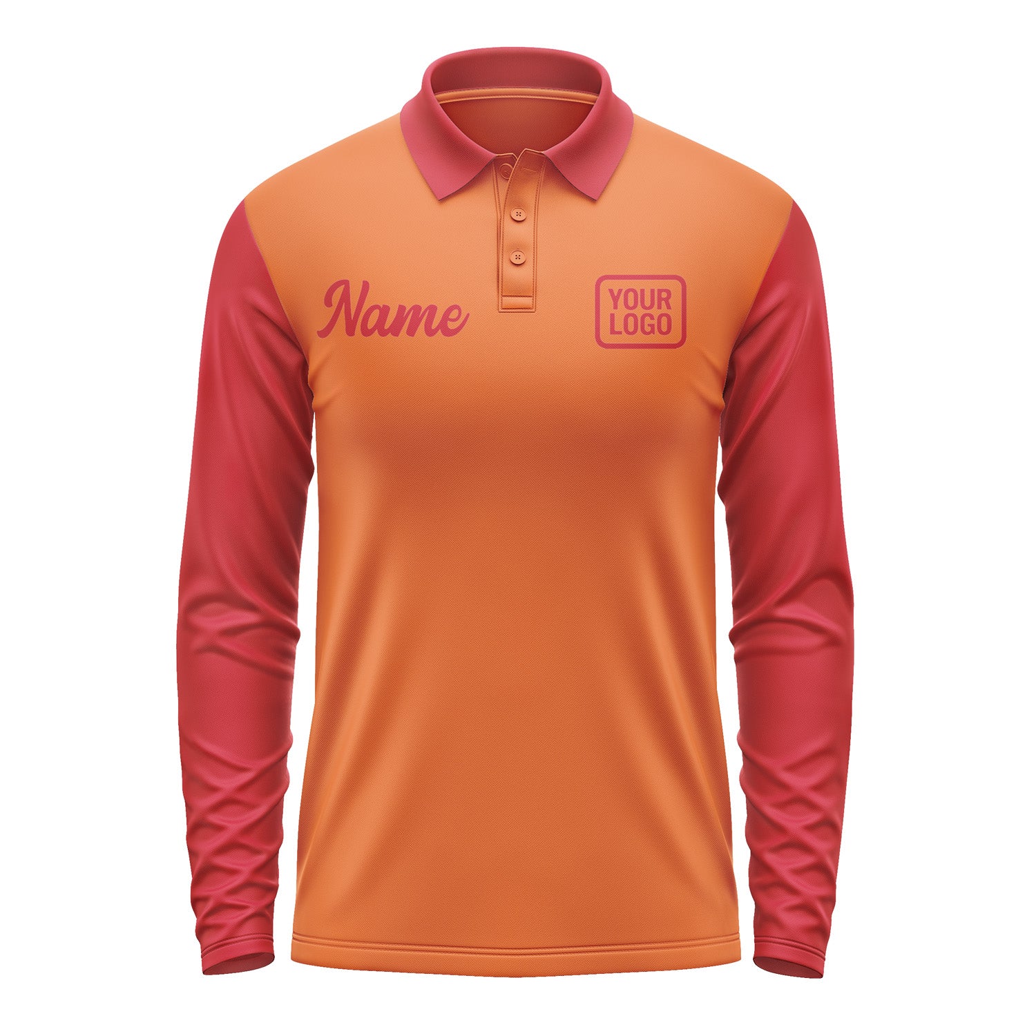 Custom Orange Red Long Sleeve Polo Shirt Pl281414B114