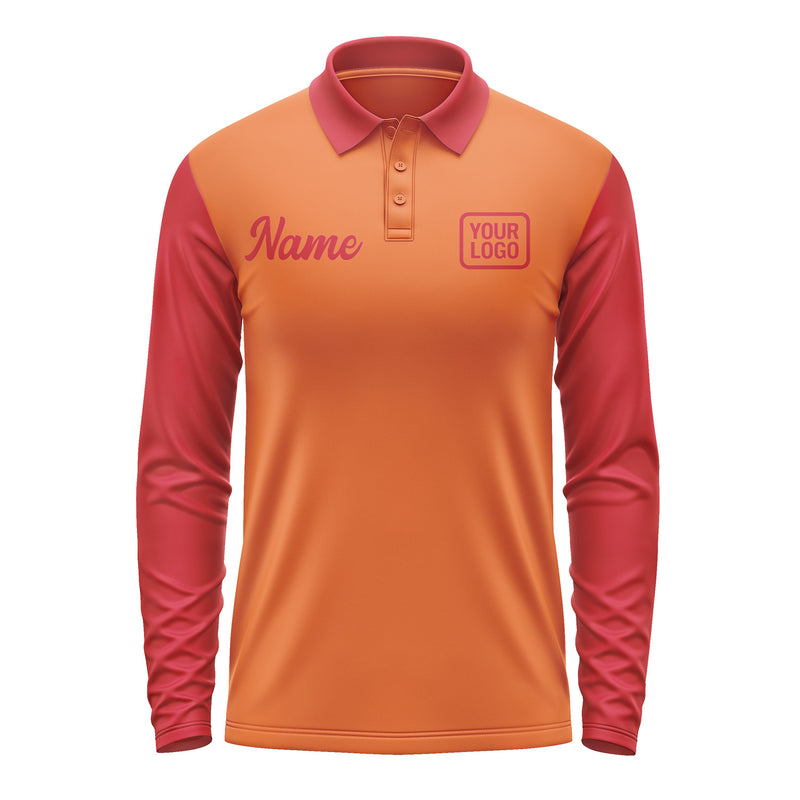 Custom Orange Red Long Sleeve Polo Shirt Pl281414B114