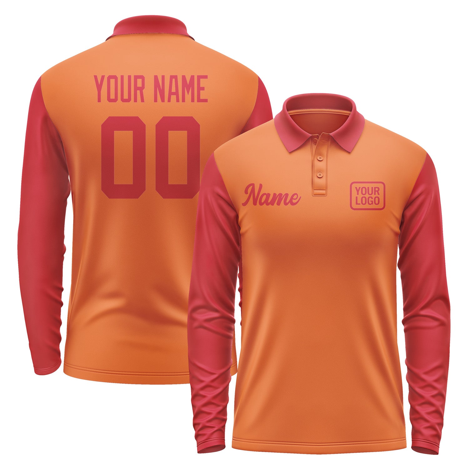 Custom Orange Red Long Sleeve Polo Shirt Pl281414B114