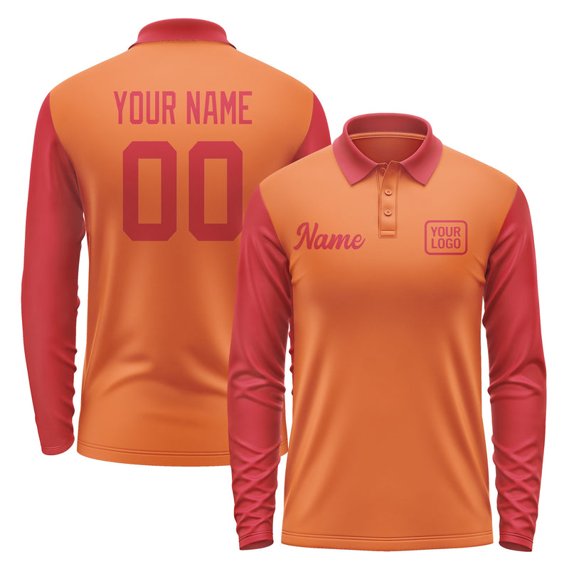 Custom Orange Red Long Sleeve Polo Shirt Pl281414B114