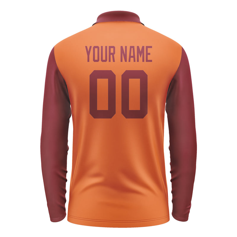 Custom Orange Crimson Red Long Sleeve Polo Shirt Pl281515B115