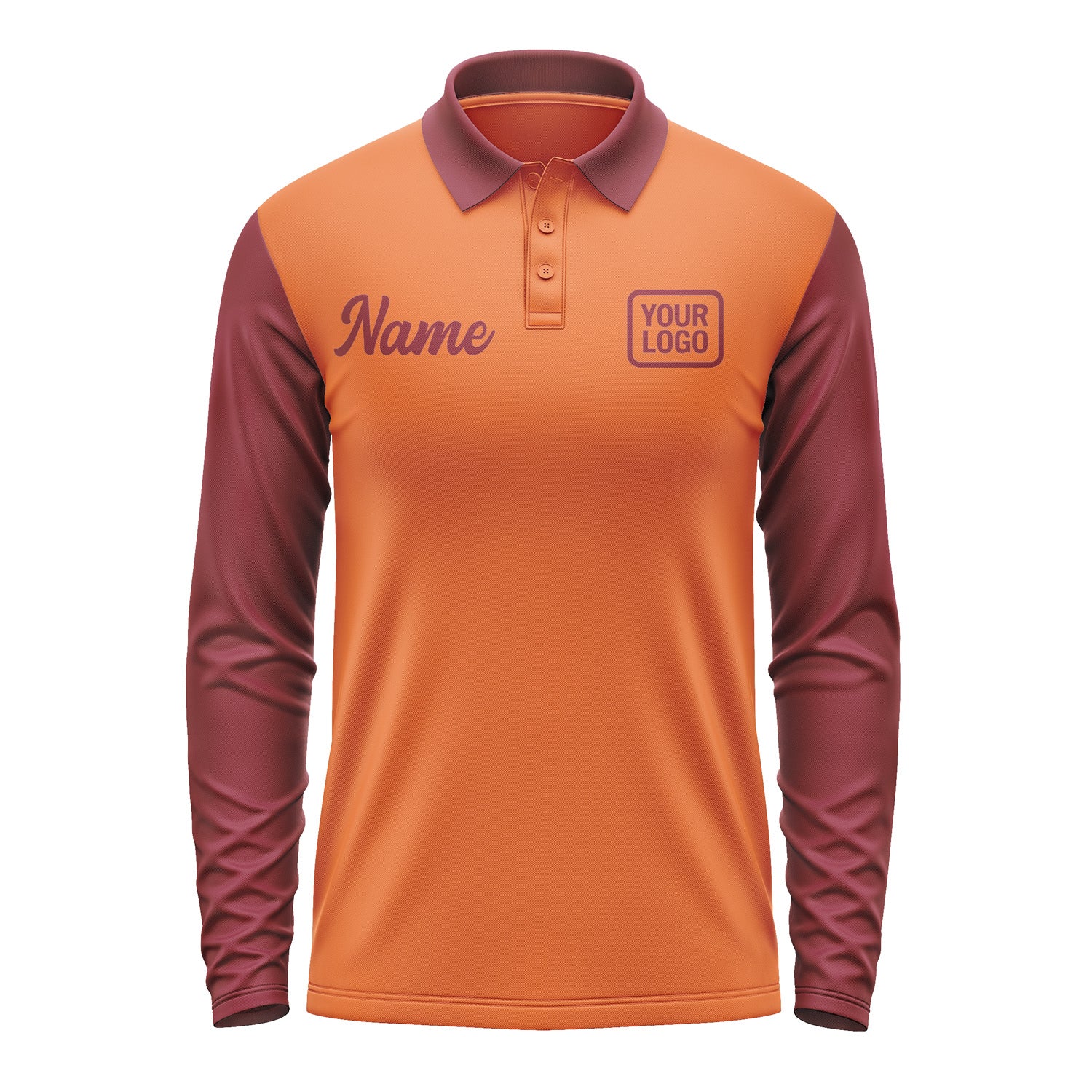 Custom Orange Crimson Red Long Sleeve Polo Shirt Pl281515B115