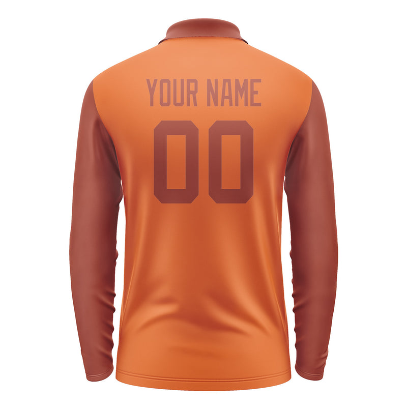 Custom Orange Coral Red Long Sleeve Polo Shirt Pl281616B116