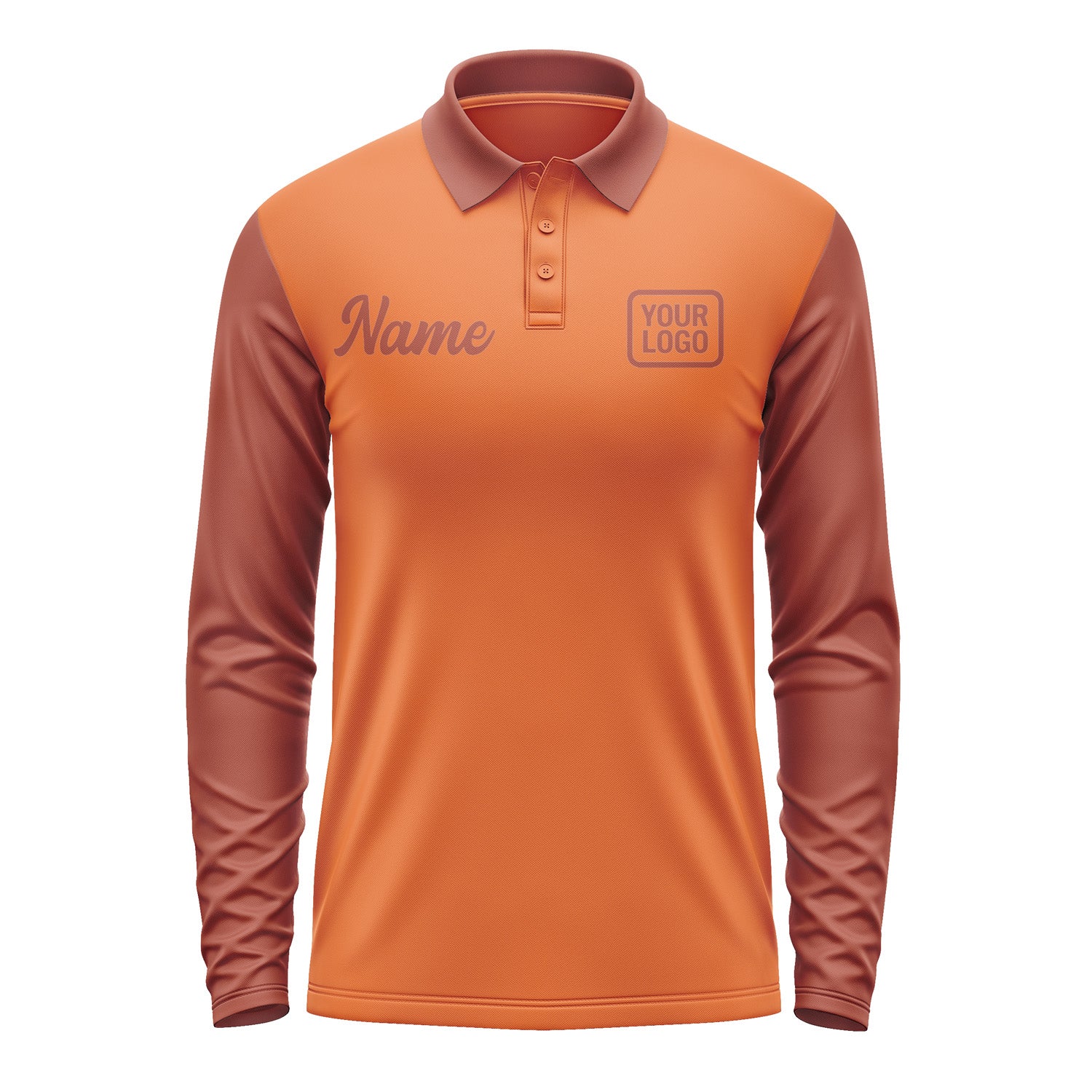 Custom Orange Coral Red Long Sleeve Polo Shirt Pl281616B116