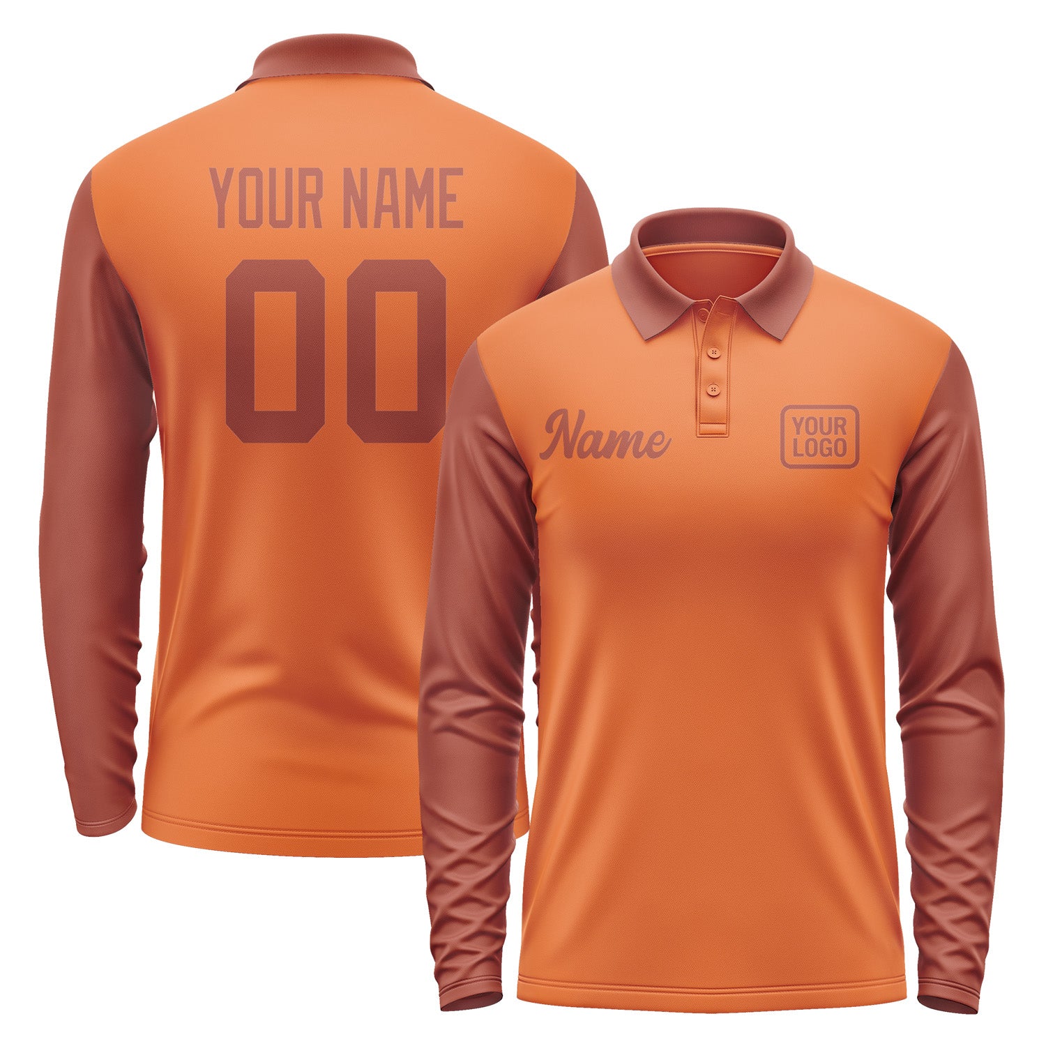 Custom Orange Coral Red Long Sleeve Polo Shirt Pl281616B116