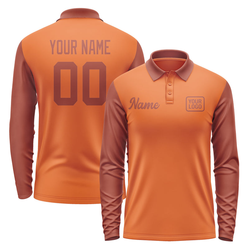 Custom Orange Coral Red Long Sleeve Polo Shirt Pl281616B116