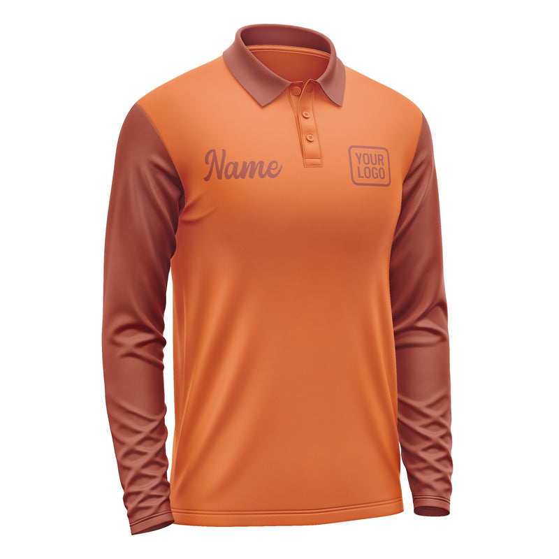Custom Orange Coral Red Long Sleeve Polo Shirt Pl281616B116