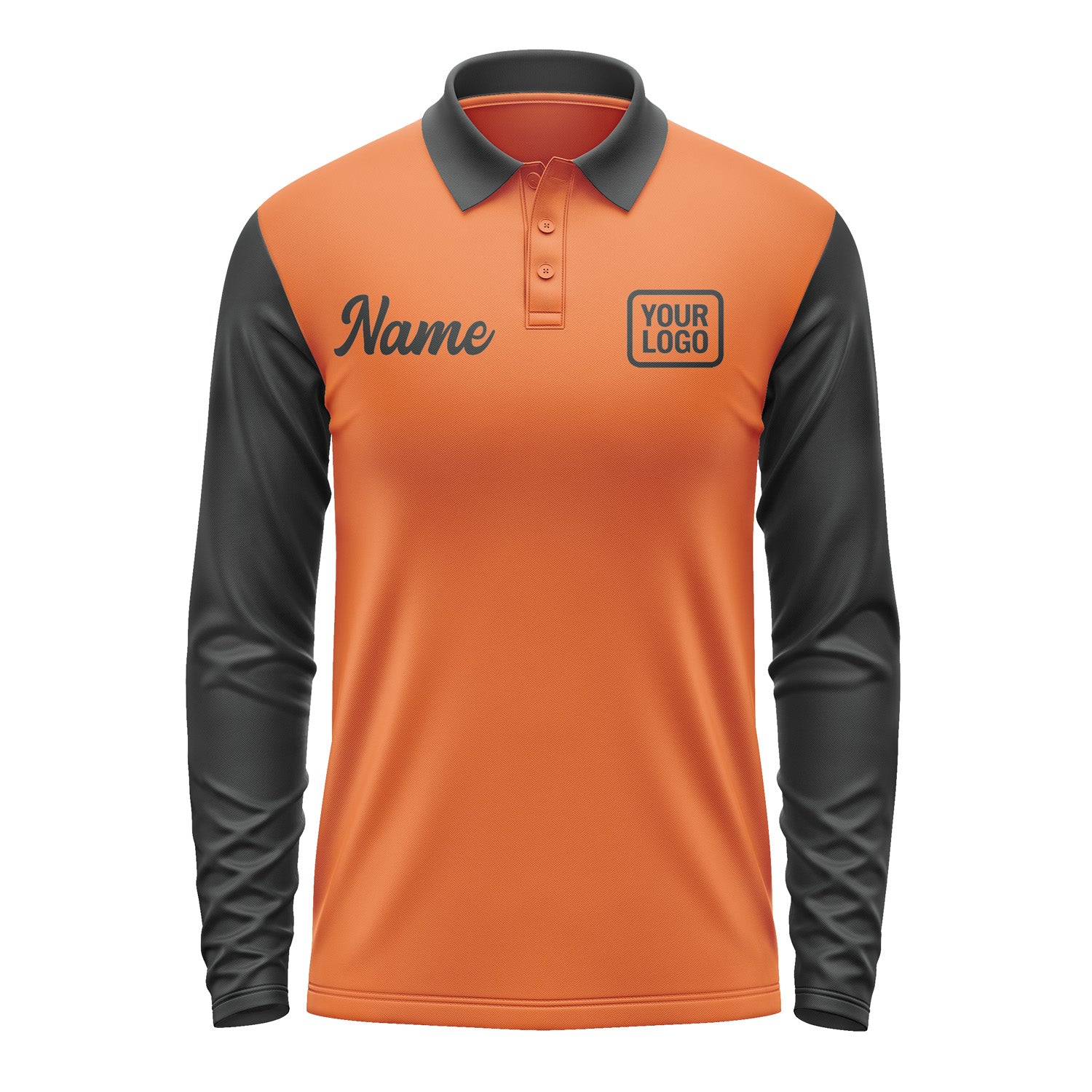 Custom Orange Black Long Sleeve Polo Shirt Pl281717B117