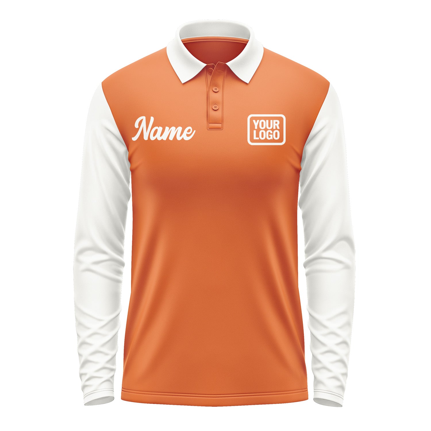 Custom Orange White Long Sleeve Polo Shirt Pl281818B118