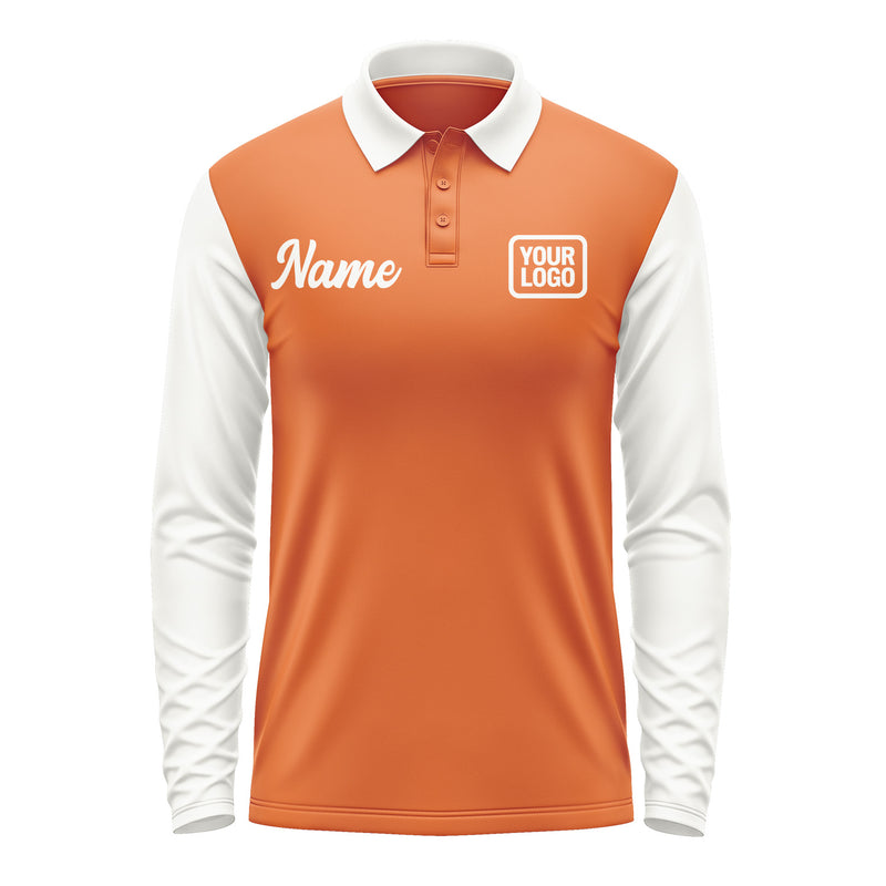 Custom Orange White Long Sleeve Polo Shirt Pl281818B118