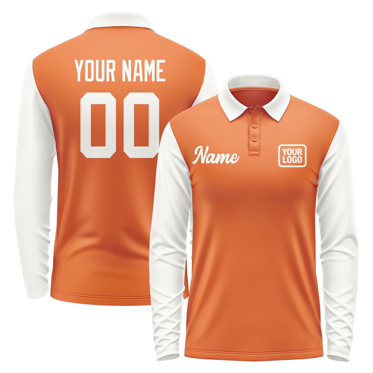 Custom Orange White Long Sleeve Polo Shirt Pl281818B118