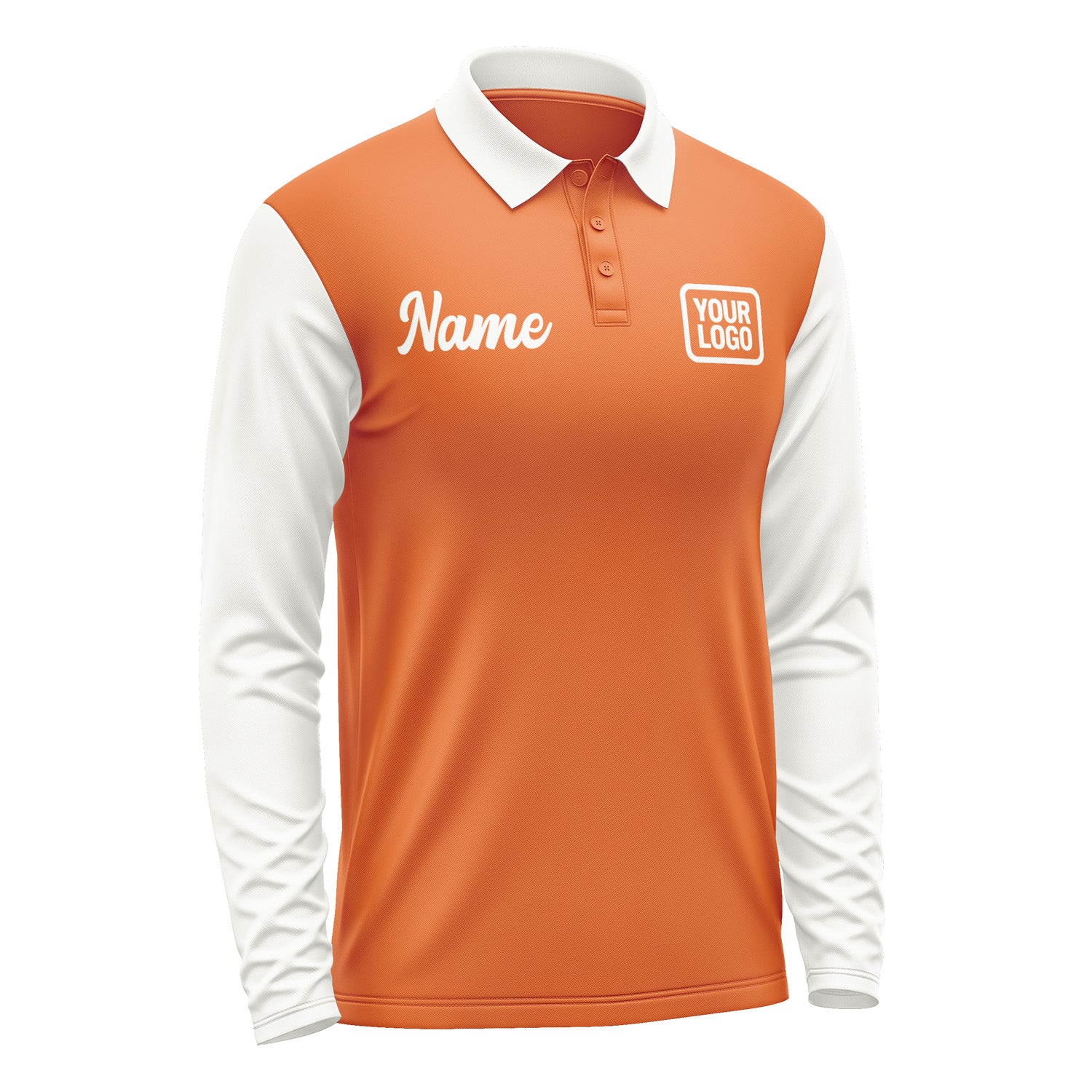Custom Orange White Long Sleeve Polo Shirt Pl281818B118