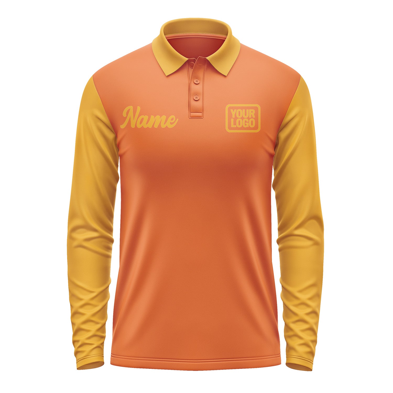 Custom Orange Yellow Long Sleeve Polo Shirt Pl281919B119