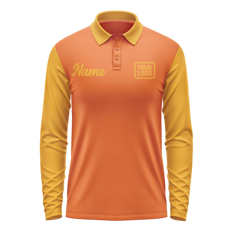 Custom Orange Yellow Long Sleeve Polo Shirt Pl281919B119
