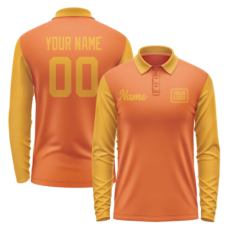 Custom Orange Yellow Long Sleeve Polo Shirt Pl281919B119