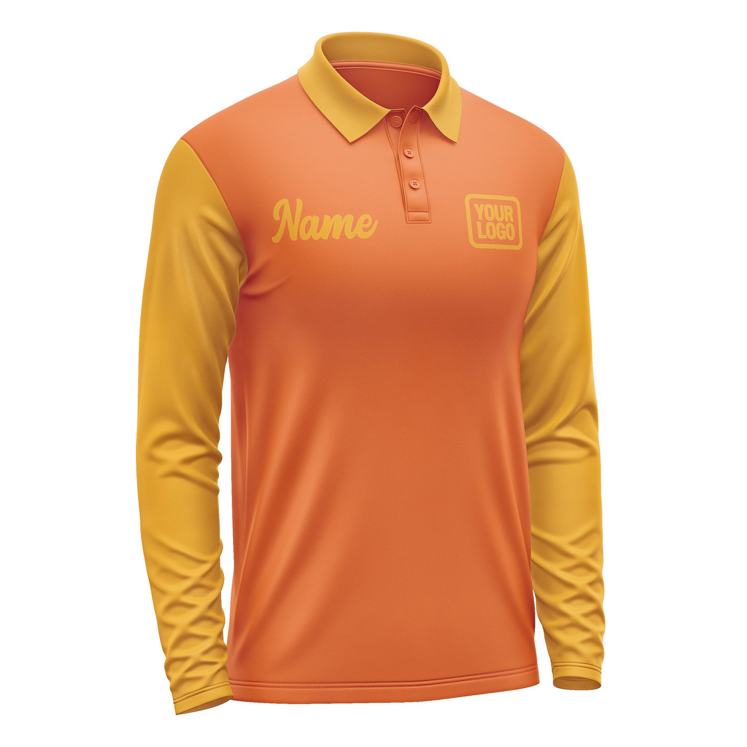 Custom Orange Yellow Long Sleeve Polo Shirt Pl281919B119