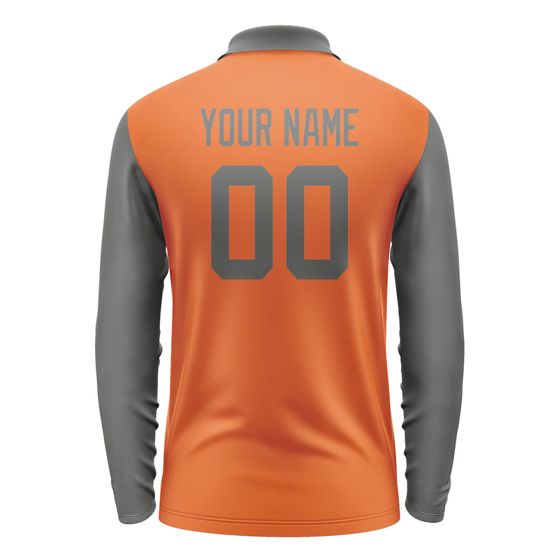 Custom Orange Dark Grey Long Sleeve Polo Shirt Pl282020B120