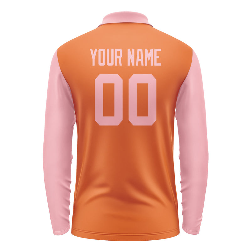 Custom Orange Light Pink Long Sleeve Polo Shirt Pl282121B121