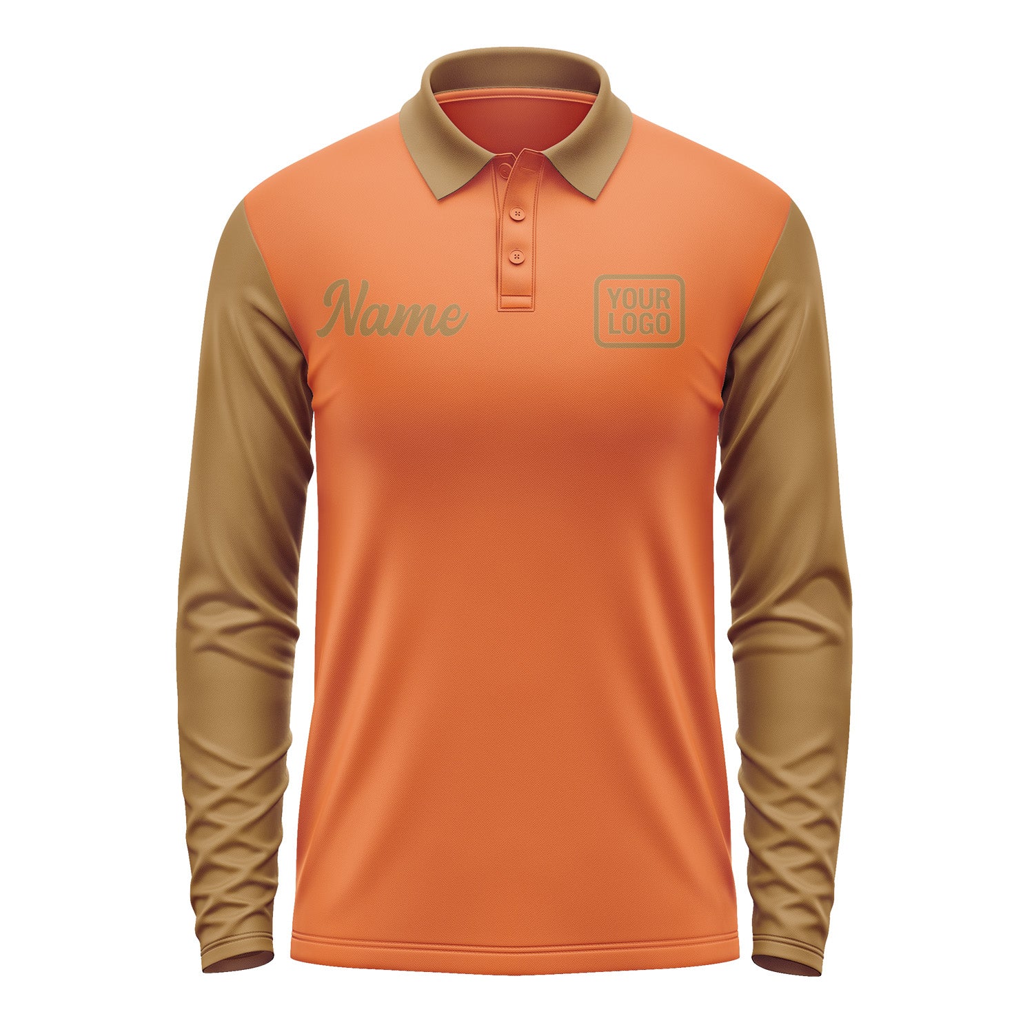 Custom Orange Khaki Long Sleeve Polo Shirt Pl282222B122