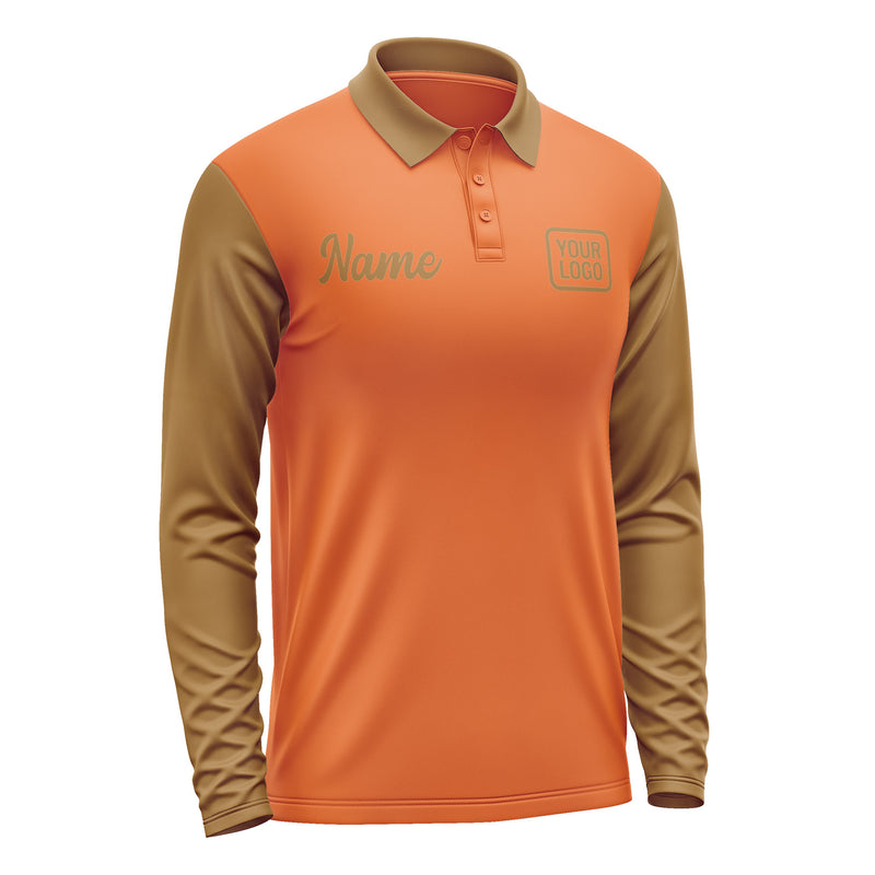 Custom Orange Khaki Long Sleeve Polo Shirt Pl282222B122
