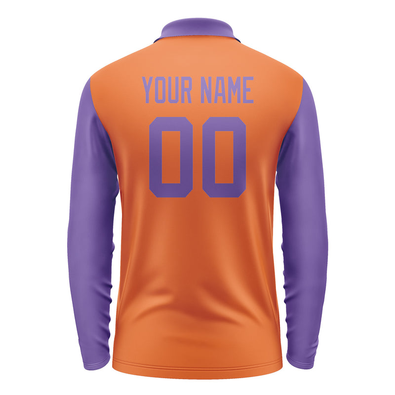 Custom Orange Light Purple Long Sleeve Polo Shirt Pl282323B123