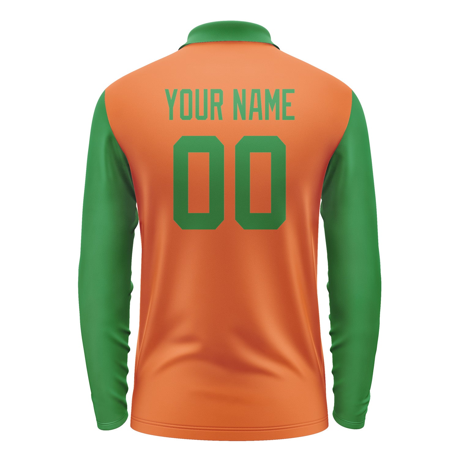 Custom Orange Emerald Green Long Sleeve Polo Shirt Pl282424B124