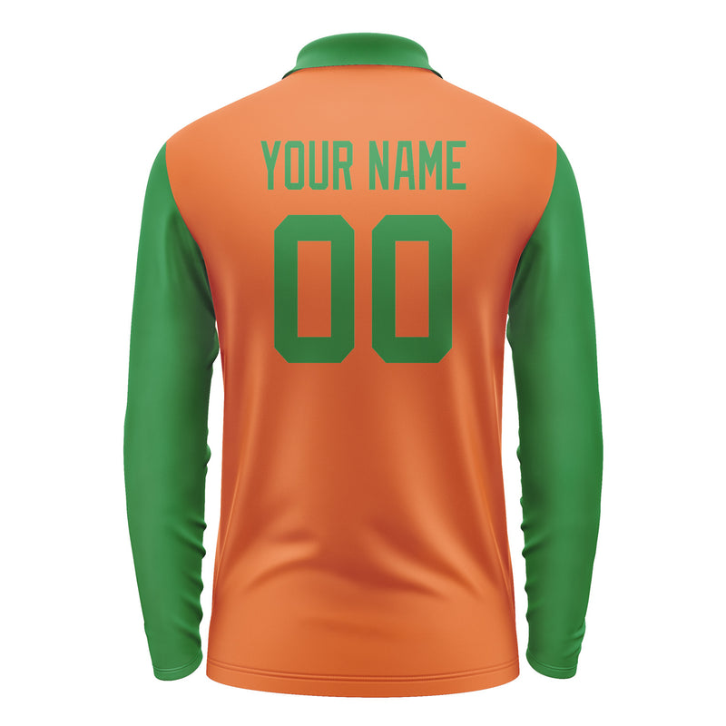 Custom Orange Emerald Green Long Sleeve Polo Shirt Pl282424B124