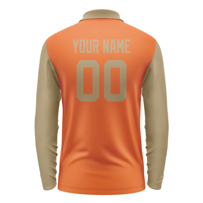 Custom Orange Light Khaki Long Sleeve Polo Shirt Pl282525B125