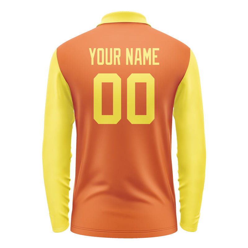 Custom Orange Light Yellow Long Sleeve Polo Shirt Pl282626B126