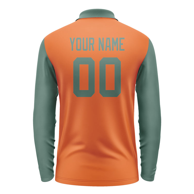 Custom Orange Blue Green Long Sleeve Polo Shirt Pl282727B127