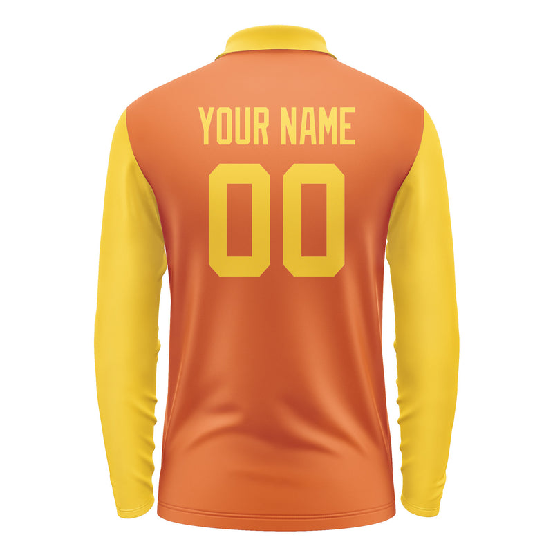 Custom Orange Gold Long Sleeve Polo Shirt Pl283030B130