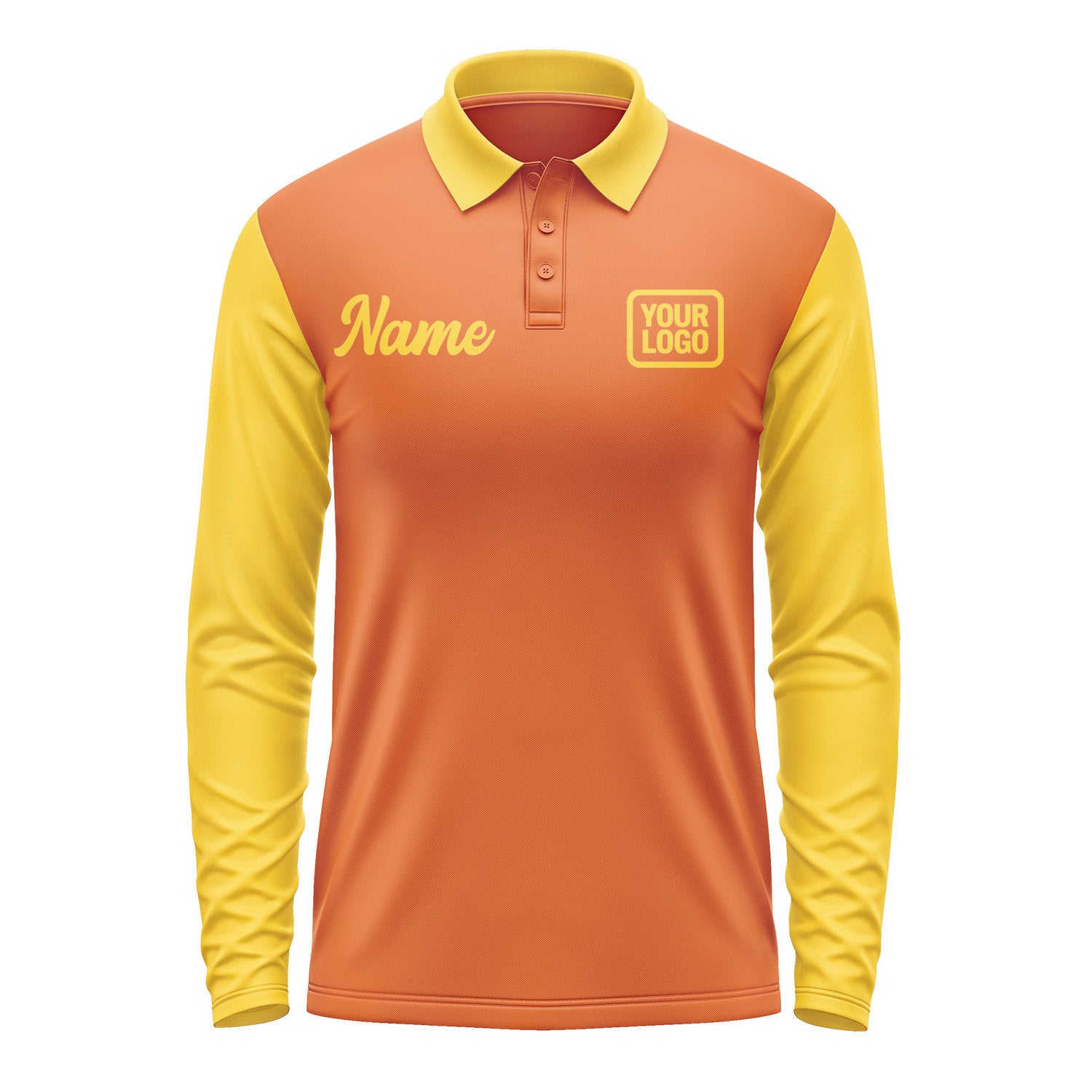 Custom Orange Gold Long Sleeve Polo Shirt Pl283030B130