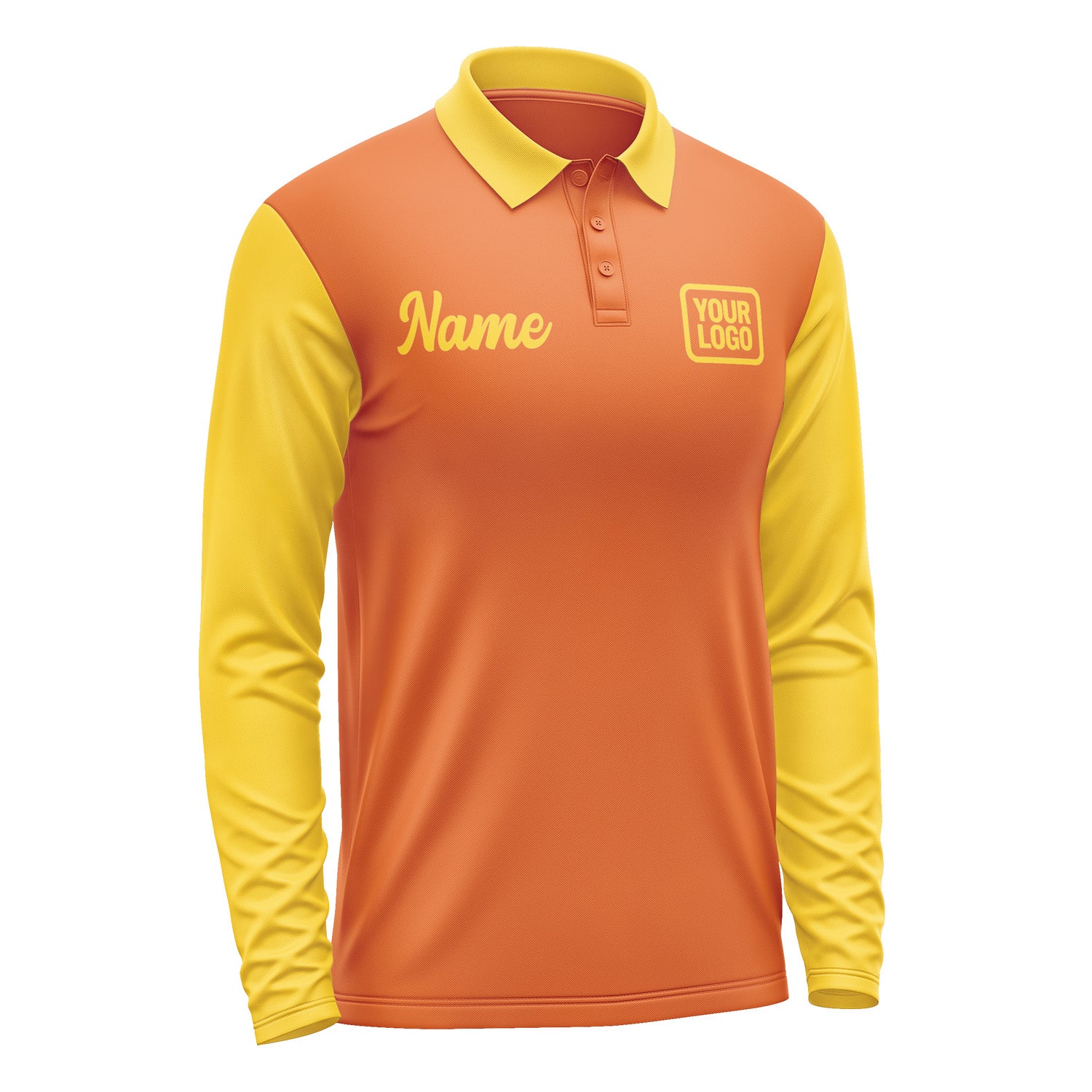 Custom Orange Gold Long Sleeve Polo Shirt Pl283030B130