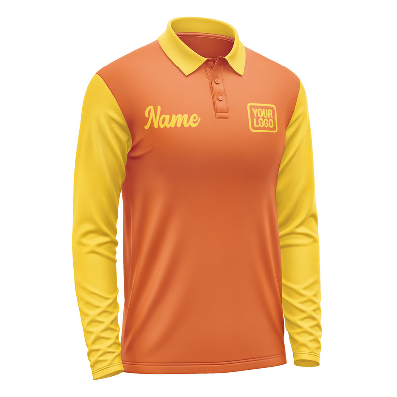 Custom Orange Gold Long Sleeve Polo Shirt Pl283030B130