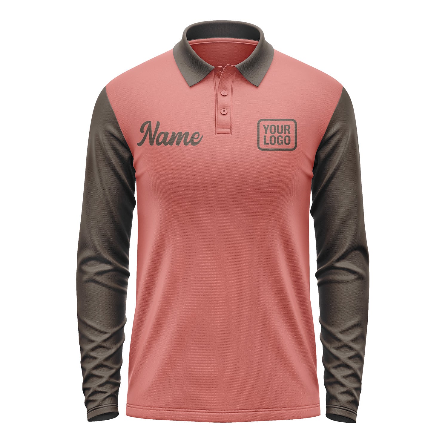 Custom Copper Rose Brown Long Sleeve Polo Shirt Pl290101B101