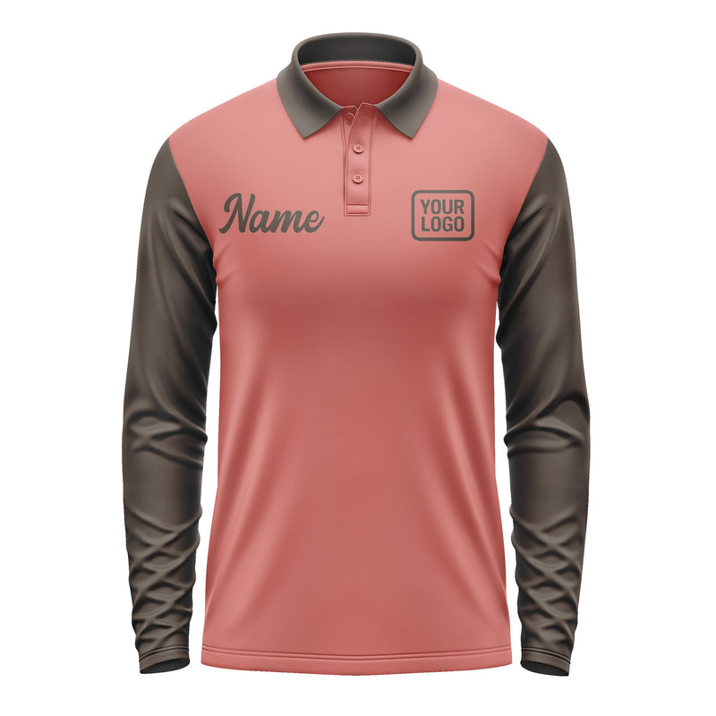 Custom Copper Rose Brown Long Sleeve Polo Shirt Pl290101B101