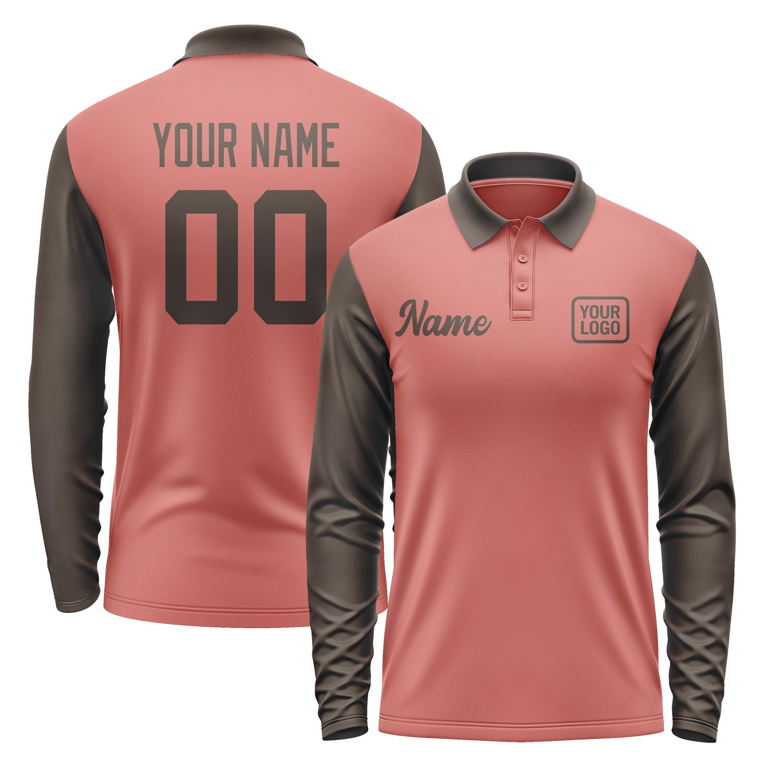 Custom Copper Rose Brown Long Sleeve Polo Shirt Pl290101B101
