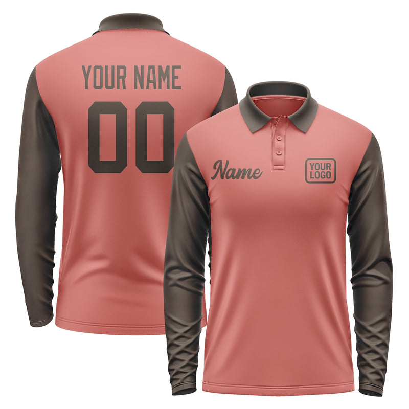 Custom Copper Rose Brown Long Sleeve Polo Shirt Pl290101B101