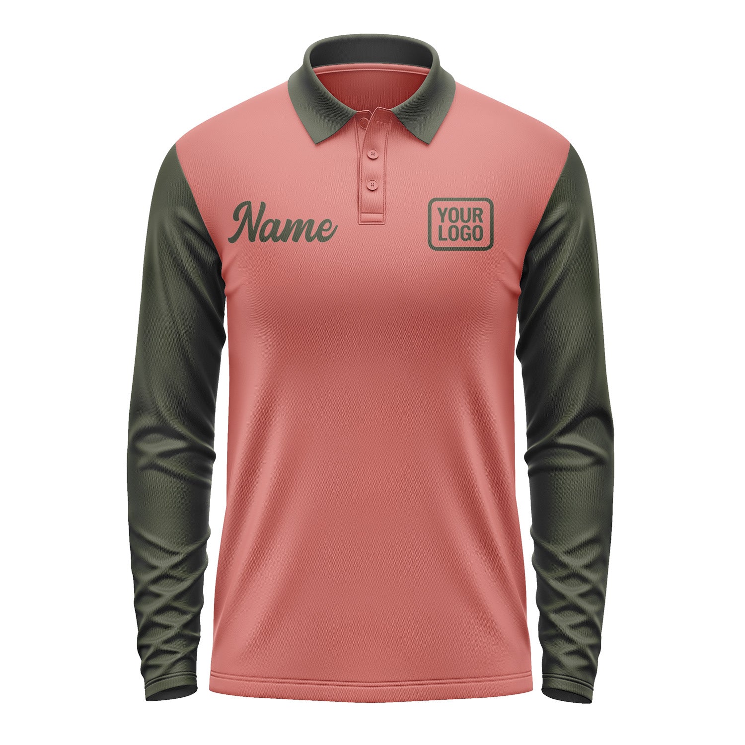 Custom Copper Rose Olive Long Sleeve Polo Shirt Pl290202B102