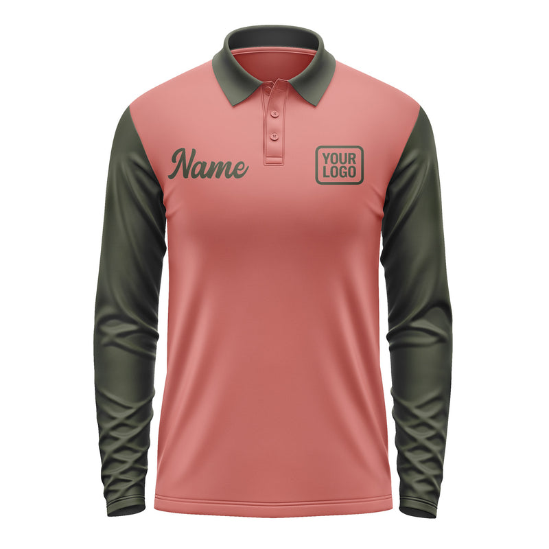 Custom Copper Rose Olive Long Sleeve Polo Shirt Pl290202B102