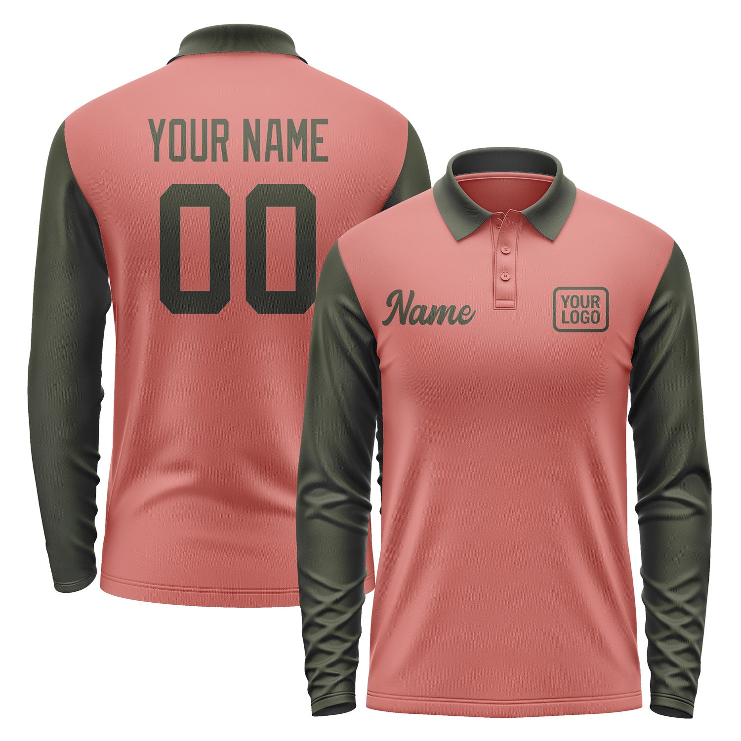 Custom Copper Rose Olive Long Sleeve Polo Shirt Pl290202B102