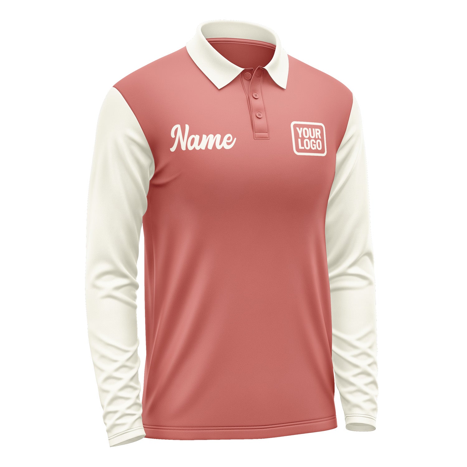Custom Copper Rose Cream Long Sleeve Polo Shirt Pl290303B103