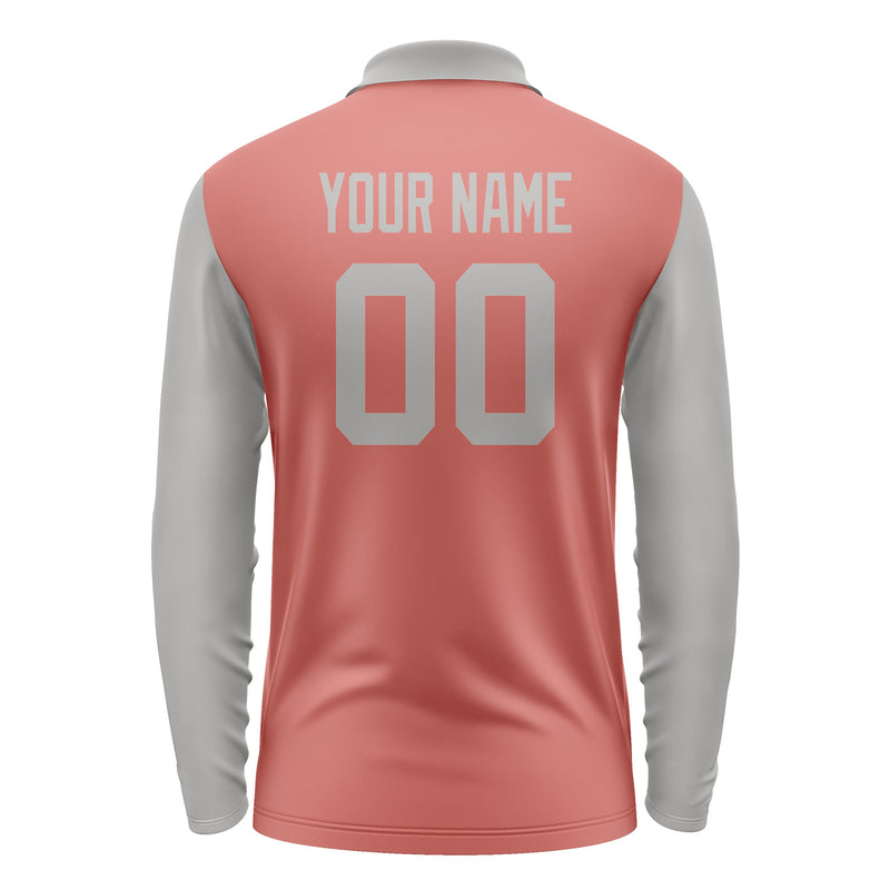 Custom Copper Rose Gray Long Sleeve Polo Shirt Pl290404B104