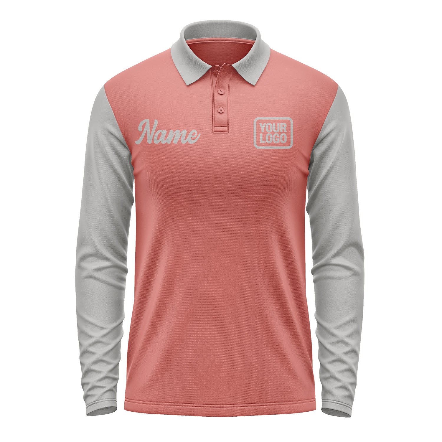 Custom Copper Rose Gray Long Sleeve Polo Shirt Pl290404B104