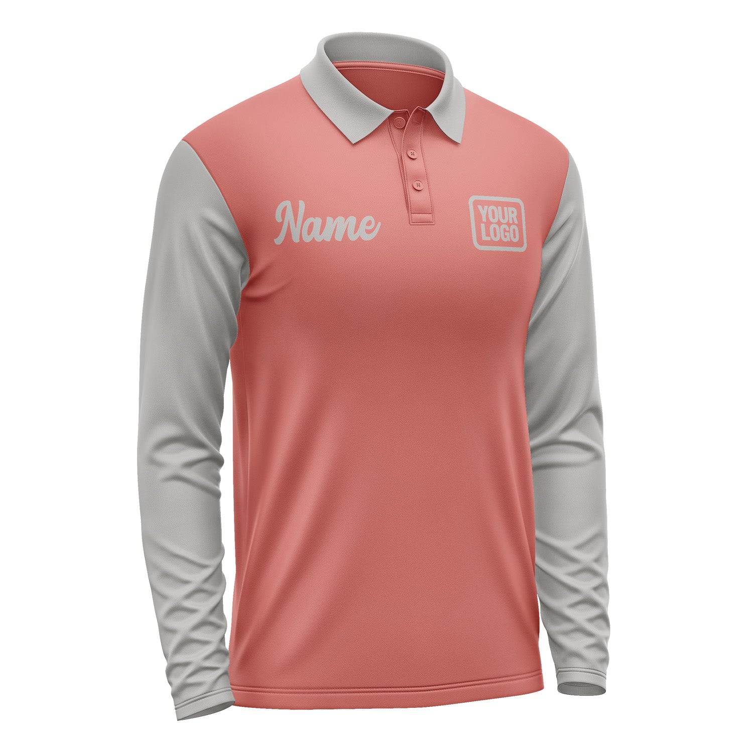 Custom Copper Rose Gray Long Sleeve Polo Shirt Pl290404B104