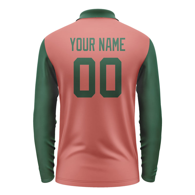 Custom Copper Rose Green Long Sleeve Polo Shirt Pl290505B105