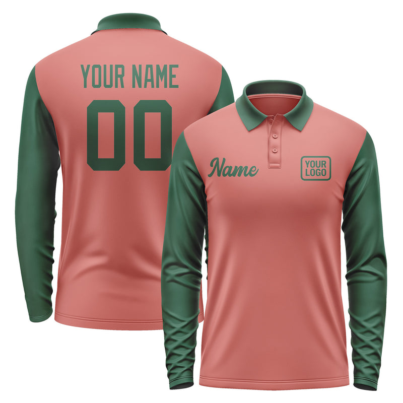 Custom Copper Rose Green Long Sleeve Polo Shirt Pl290505B105