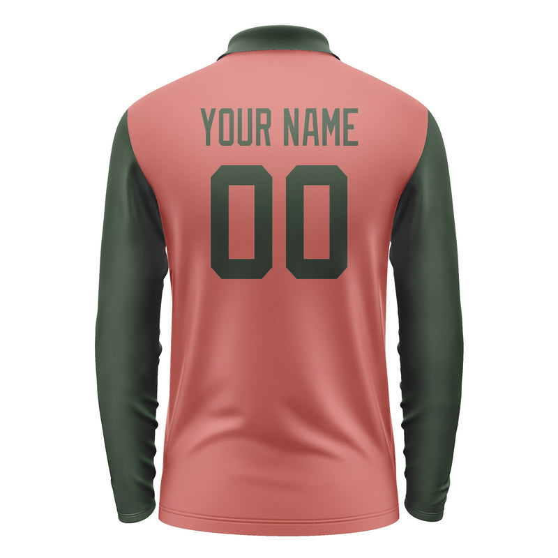 Custom Copper Rose Dark Green Long Sleeve Polo Shirt Pl290606B106